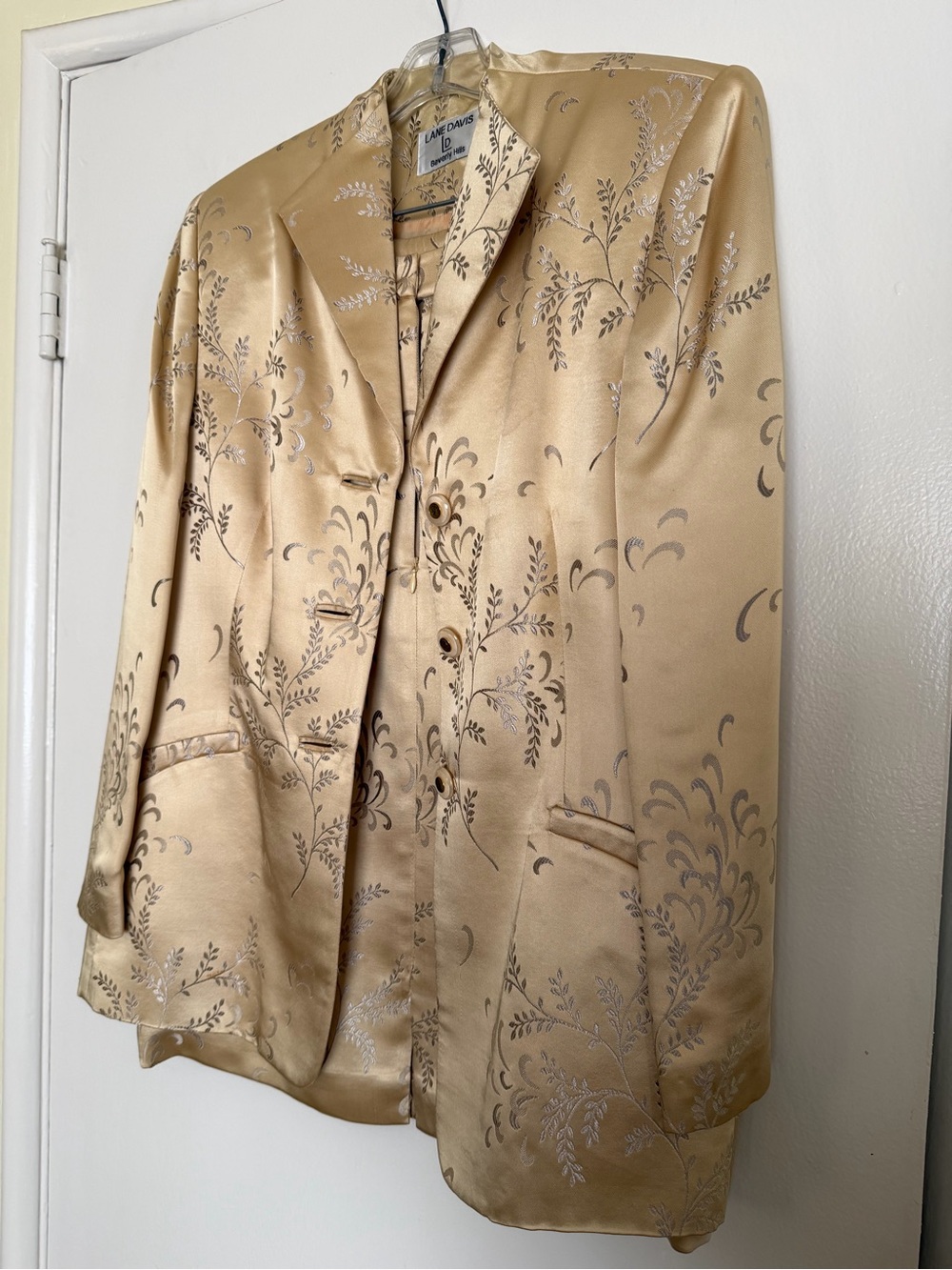 Gold Floral Satin silk suit